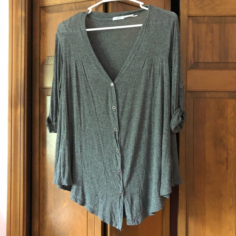 UO Kimchi Blue Soft Gray Button Down
